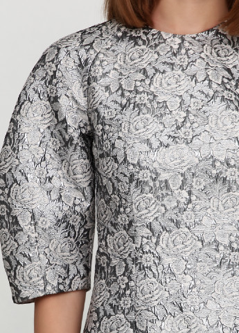 Сріблястий коктейльна сукня коротка Olga Shyrai for PUBLIC&PRIVATE з квітковим принтом