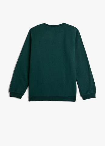 KOTON свитшот надпись темно-зеленый кэжуал полиэстер, трикотаж