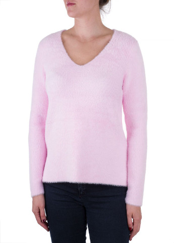 Пуловер Oui - крой однотонный розовый кэжуал - (219719515)