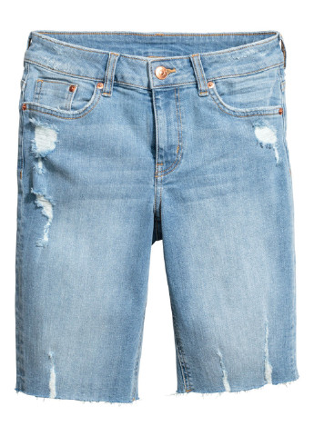 Шорты H&M однотонные голубые джинсовые хлопок