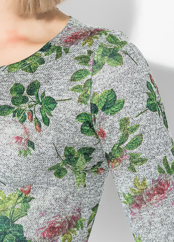 Серо-зеленое кэжуал платье Time of Style с цветочным принтом