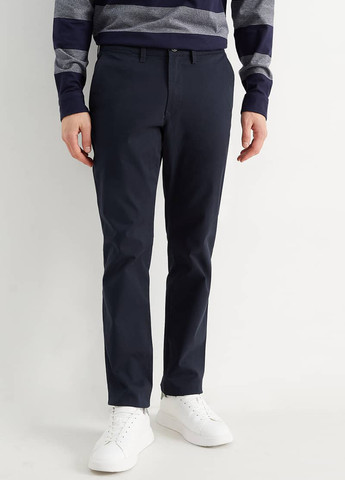 Темно-синие кэжуал демисезонные зауженные брюки C&A