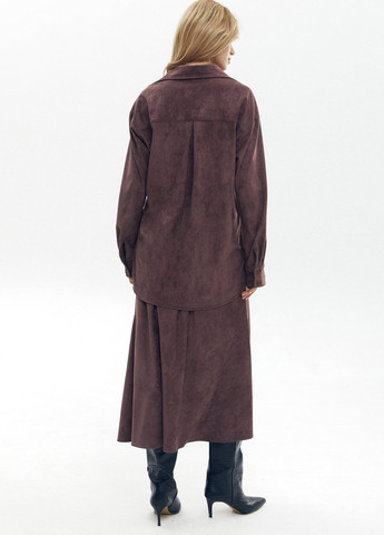 Коричневая кэжуал однотонная юбка Gepur а-силуэта (трапеция)