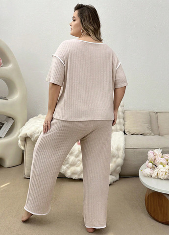 Кремова всесезон піжама (футболка, штани) футболка + штани SHEIN