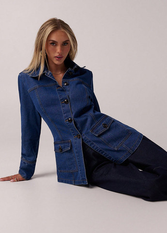 Синяя демисезонная куртка куртка-пиджак SHEIN