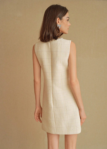 Бежевое праздничный, кэжуал платье а-силуэт SHEIN однотонное