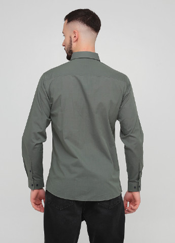 Серо-зеленая кэжуал рубашка однотонная Cedar Wood State