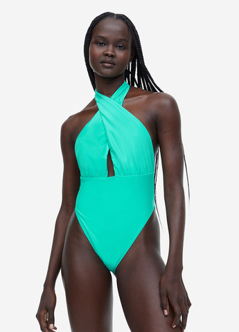 Бирюзовый летний купальник слитный, танк H&M