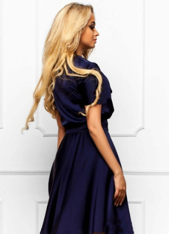 Синя вечірня плаття з спідницею-сонце, а-силует, на запах JadFashion однотонна