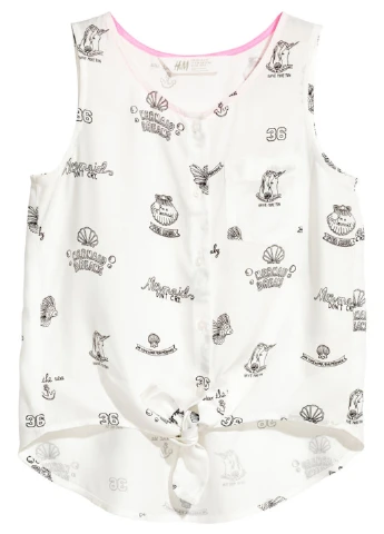 Белая с рисунком блузка H&M летняя