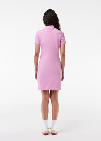 Розово-лиловое кэжуал, спортивное платье поло Lacoste однотонное