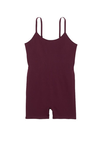 Комбинезон Victoria's Secret комбинезон-шорты однотонный темно-бордовый спортивный полиамид