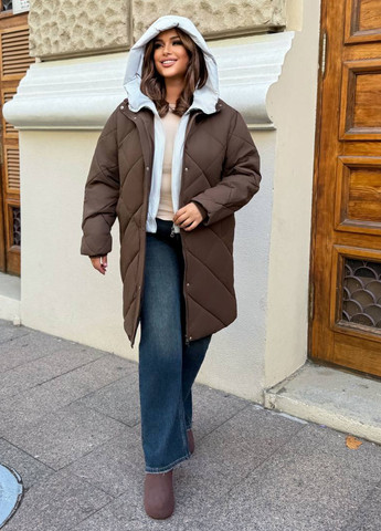 Коричнева зимня куртка No Brand