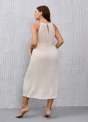 Світло-бежева кежуал сукня плісована SHEIN однотонна