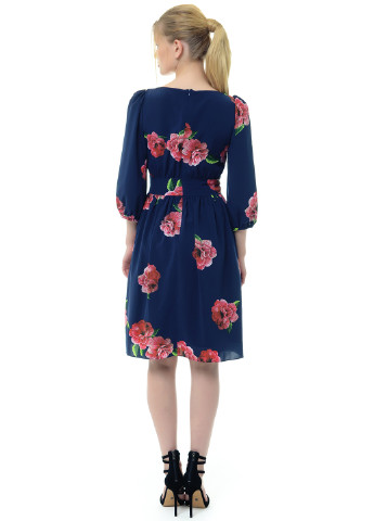 Темно-синее кэжуал платье Arefeva с цветочным принтом