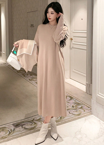 Бежевый демисезонный комплект (платье, накидка) SHEIN