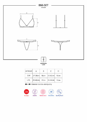 Чорний демісезонний комплект (бюстгальтер, труси) Obsessive