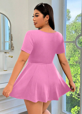 Комбінезон SHEIN однотонний рожевий спортивний, кежуал поліестер, трикотаж