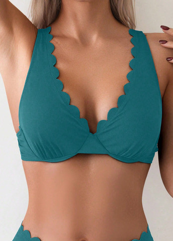 Темно-бірюзовий літній купальник (ліф, трусики) роздільний SHEIN