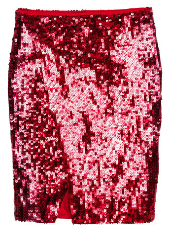 Вишневая кэжуал однотонная юбка H&M на запах