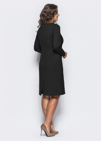 Черное коктейльное платье элегантное футляр QUARTETTO однотонное