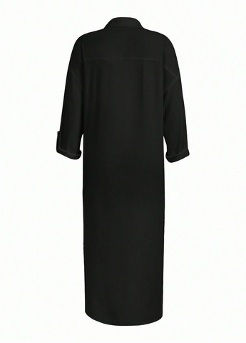 Черное кэжуал платье рубашка SHEIN однотонное