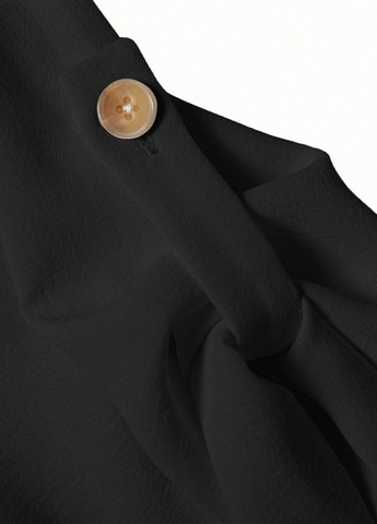 Черное кэжуал платье рубашка SHEIN однотонное