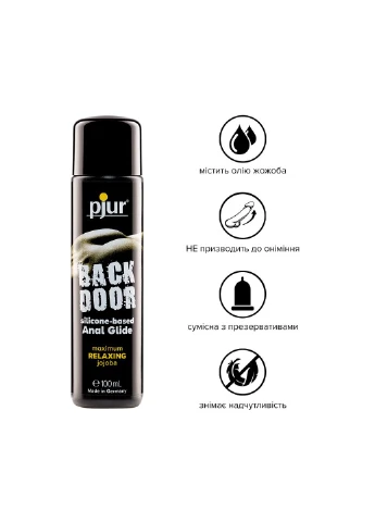 Анальна змазка backdoor anal Relaxing jojoba silicone 100 мл на силіконовій основі з олією жожо Pjur (254583398)