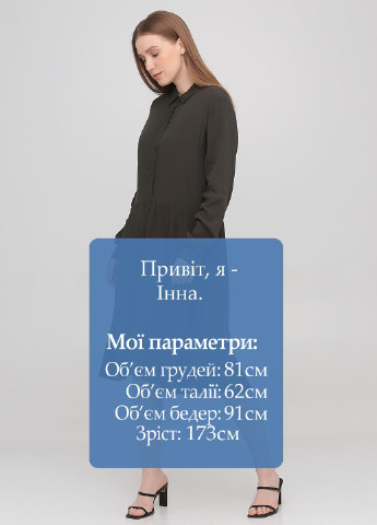Оливкова (хакі) кежуал сукня сорочка Minimum однотонна