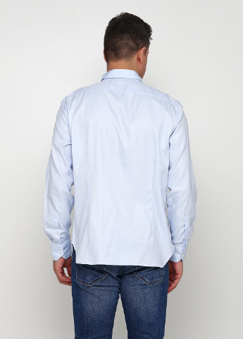Голубой классическая рубашка однотонная Massimo Dutti с длинным рукавом
