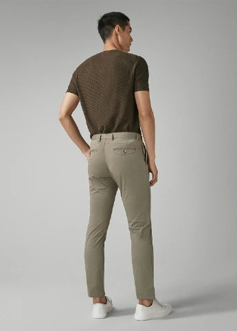 Серо-зеленые кэжуал демисезонные прямые брюки Massimo Dutti