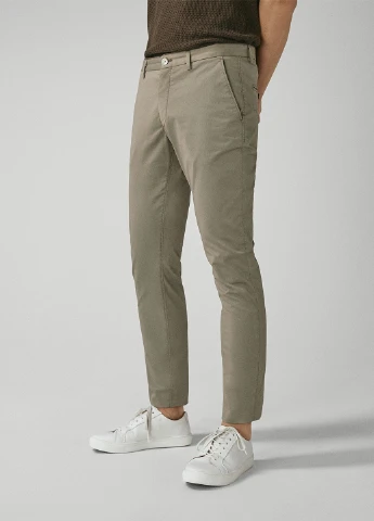 Серо-зеленые кэжуал демисезонные прямые брюки Massimo Dutti