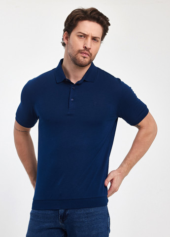 Темно-синяя футболка-поло для мужчин Trend Collection однотонная