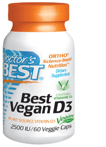 Веганский Витамин D3 2500IU,, 60 гелевых капсул Doctor's Best (228292492)