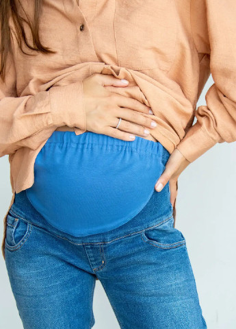 Джинси стрейчові для вагітних із щільної джинсової тканини класичного крою з високою талією. To Be - (253914805)