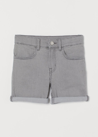 Шорты H&M однотонные серые джинсовые хлопок