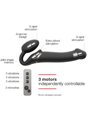 Безремневой страпон с вибрацией Vibrating Black L, диаметр 3,7см, пульт ДУ, регулируемый Strap-On-Me (254152494)