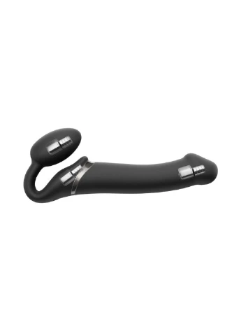 Безремневой страпон с вибрацией Vibrating Black L, диаметр 3,7см, пульт ДУ, регулируемый Strap-On-Me (254152494)