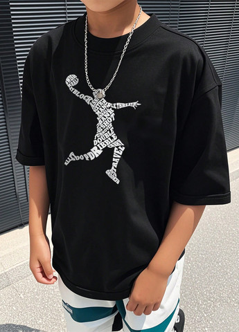 Черная летняя футболка SHEIN