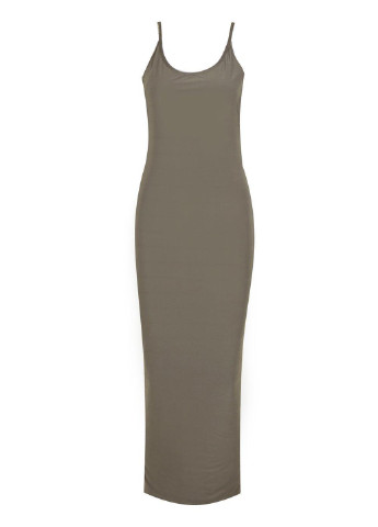Оливковое (хаки) кэжуал платье с открытой спиной Boohoo однотонное