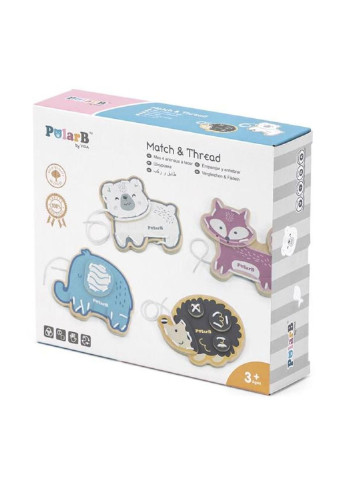 Развивающая игрушка Шнуровка PolarB Зверята 4 шт. (44044) Viga Toys (254068528)