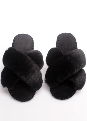 Черные тапочки Family Story с мехом