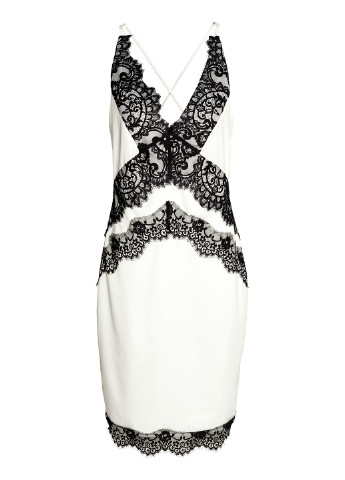 Черно-белое кэжуал платье футляр H&M однотонное