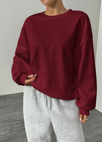 Вишневый свитшот SHEIN однотонный без декора (341735627)