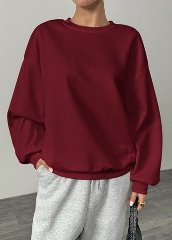 Вишневый свитшот SHEIN однотонный без декора (341735627)