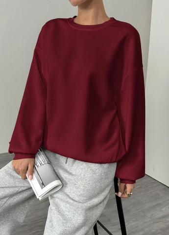 Вишневый свитшот SHEIN однотонный без декора (341735627)