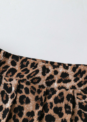 Коричневая кэжуал леопардовая юбка SHEIN клешированная