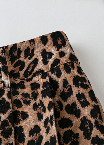 Коричневая кэжуал леопардовая юбка SHEIN клешированная
