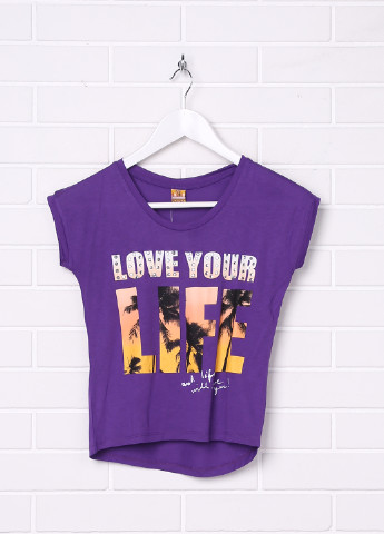 Фиолетовая летняя футболка с коротким рукавом Y.F.K.