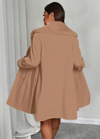 Песочное демисезонное Пальто двубортное SHEIN